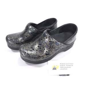 Dansko Professional Tooled Casual Slip On Mule Clog Shoe Womens Size 7 37 Black